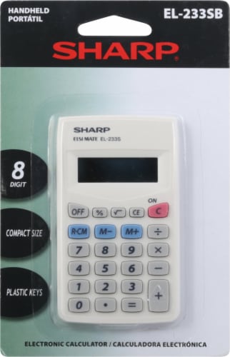 Sharp® EL-233SB 8 Digit Pocket Calculator - White Perspective: front