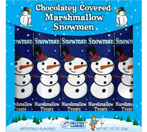 Melster Candies Chocolatey Covered Marshmallow Snowmen Perspective: front