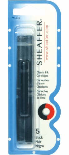 Sheaffer Fountain Pen Ink Cartridge - Black - 5 Count Perspective: front