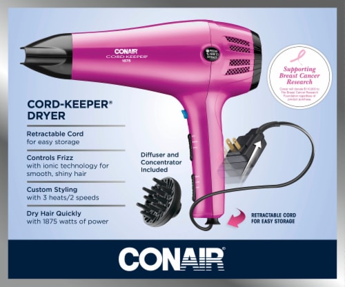 Conair Cord-Keeper 1875 Watt Cord Reel Hair Dryer, 1 ct - Pay Less