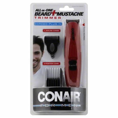 Conair Red All-in-One Beard and Mustache Trimmer Perspective: front