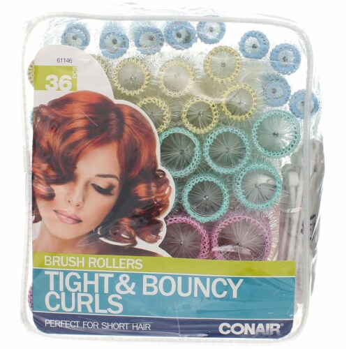 Conair Brush Rollers Tight Bouncy Curls Brush Hair Rollers Short Assorted Colors 36 Ct 1 Harris Teeter