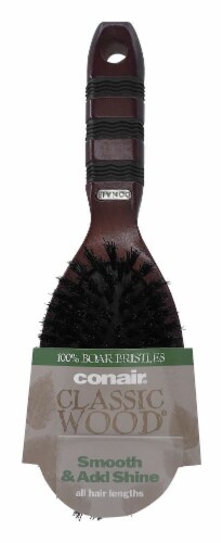 Conair Classic Wood 100% Boar Bristles Hair Brush Perspective: front