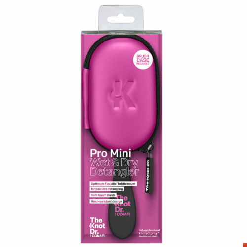 Conair The Knot Dr. Pro Mini Wet & Dry Detangler Brush - Pink/Black Perspective: front