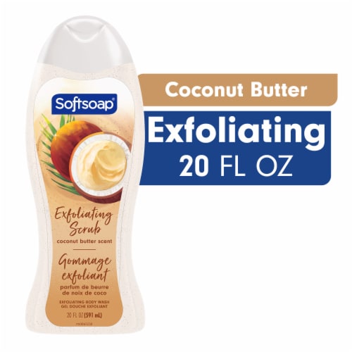 Softsoap Body Wash Exfoliating Scrub Coconut Butter Scent Perspective: front