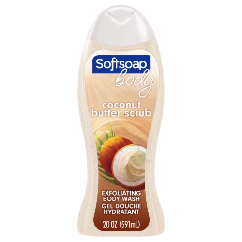 Softsoap Exfoliating Body Wash Coconut Butter Scrub Perspective: front