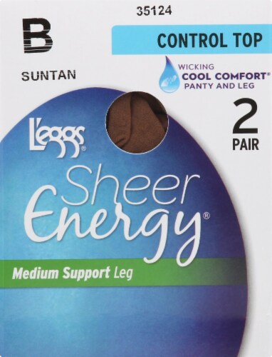 Leggs Womens Sheer Energy Control Top, Sheer Toe Pantyhose 1-Pack