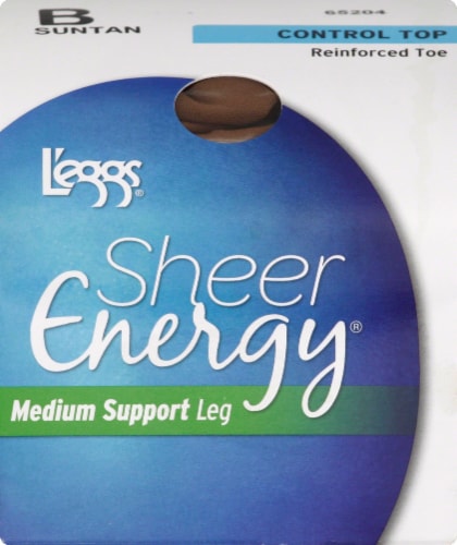 L'Eggs® Sheer Energy® Size B Medium Support Leg Control Top Pantyhose - Suntan Perspective: front