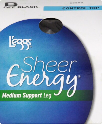 L'eggs® Sheer Energy Size B Off Black Control Top Pantyhose Perspective: front