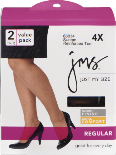 Just My Size Pantyhose, Control Top, Reinforced Toe, 4X, Suntan, Clothing