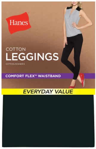 Hanes Cotton Leggings 71129 - Black Medium Perspective: front