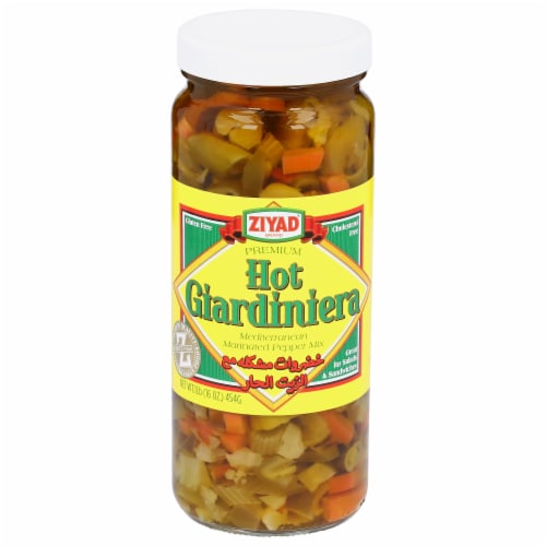 ZIYAD® Premium Hot Giardiniera Mediterranean Marinated Pepper Mix Perspective: front