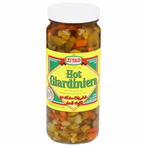 ZIYAD® Premium Hot Giardiniera Mediterranean Marinated Pepper Mix Perspective: front