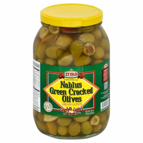 Ziyad Nablus Green Cracked Olives Perspective: front