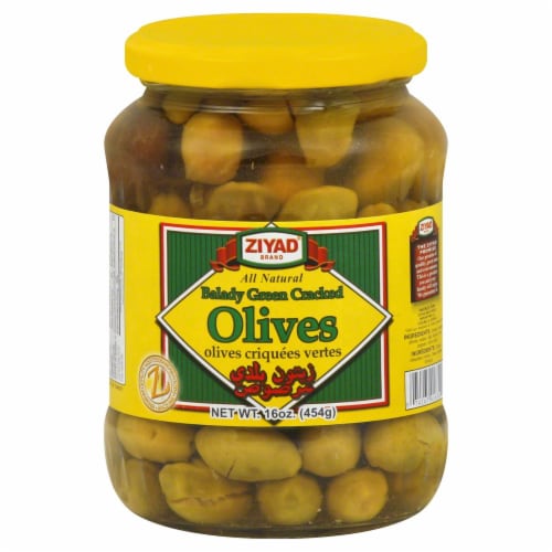 ZIYAD All Natural Balady Green Cracked Olives Perspective: front