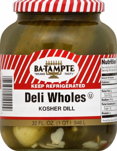 Ba-Tampte Deli Wholes Kosher Dill Pickles Perspective: front