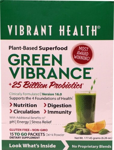 Vibrant Health® Green Vibrance® Powder Drink Packets Perspective: front