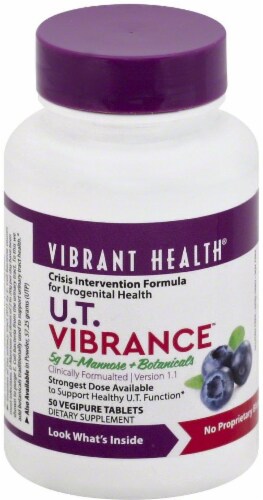U.T.Vibrance 5G D-Mannose +Botanicals Vegipure Tablets Perspective: front