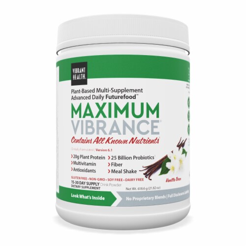 Vibrant Health Maximum Vibrance Vanilla Bean Multi Supplement Powder Perspective: front