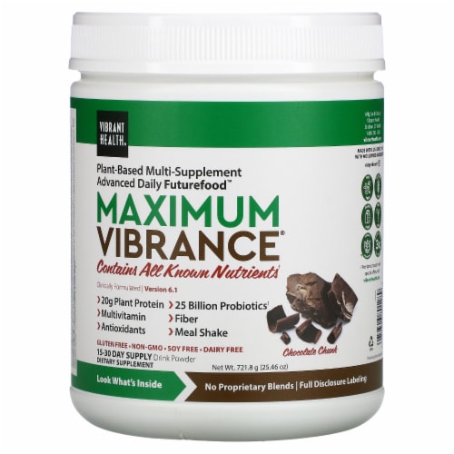 Vibrant Health® Maximum Vibrance Chocolate Multi Supplement Powder Perspective: front