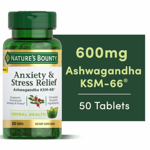 Nature’s Bounty Anxiety & Stress Relief Ashwagandha Tablets, KSM 66, 50 ct