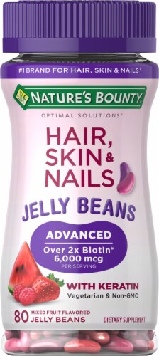 Nature's Bounty Optimal Solutions Advanced Hair, Skin & Nails Jelly Bean Vitamins Biotin 6000 mcg Perspective: front