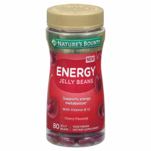 Nature's Bounty® Energy Cherry Flavored Dietary Supplement Jelly Beans Perspective: front