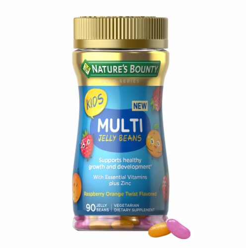Nature’s Bounty Kids Multi Jelly Bean Multivitamin Supplements, Raspberry Orange Flavor Perspective: front