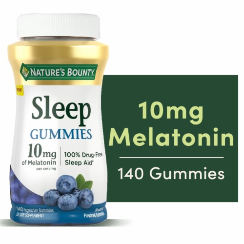Nature’s Bounty Melatonin Sleep Aid, 10 mg Gummies, Blueberry Perspective: front