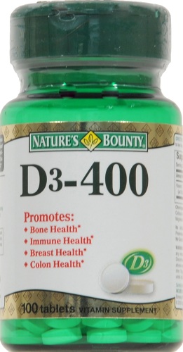 Nature's Bounty D3-400 Tablets Perspective: front