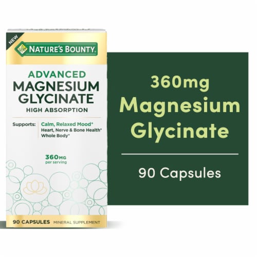 Nature’s Bounty Advanced Magnesium Glycinate Supplement, 360mg Perspective: front