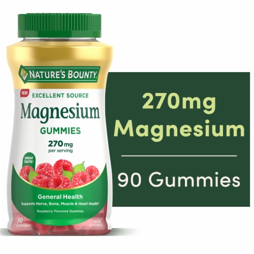Nature’s Bounty® Magnesium Gummies, Magnesium Citrate 270mg, Raspberry Gummies Perspective: front