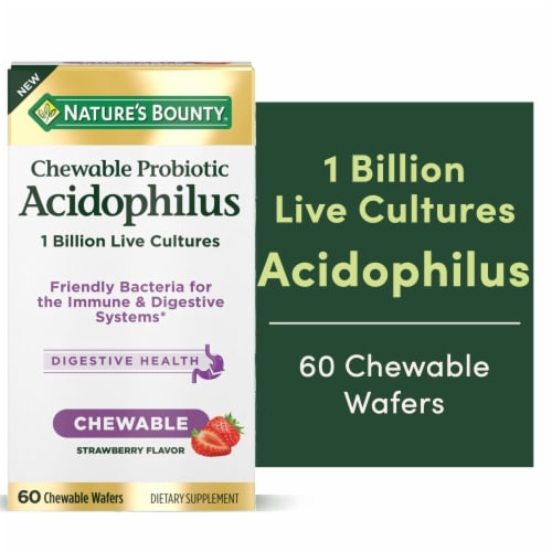 Nature’s Bounty Chewable Probiotic Acidophilus Waffers with 1 Billion Live Cultures Perspective: front