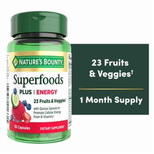 Nature’s Bounty Superfoods Plus Energy, 23 Fruits & Veggies, Cellular Energy Perspective: front
