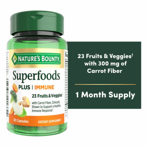 Nature’s Bounty Superfoods Plus Immune, 23 Fruits and Vegetables, Immune Support Supplement Perspective: front