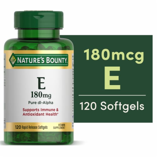 Nature's Bounty® Vitamin E Pure dl-Alpha Rapid Release Softgels 180mg Perspective: front