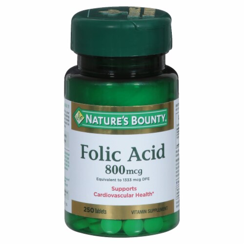 Nature's Bounty® Folic Acid Tablets 800mcg Perspective: front