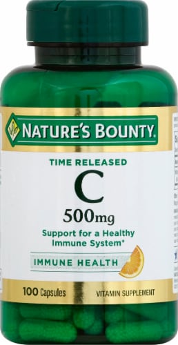 Nature's Bounty® Time Released Vitamin C Capsules 500mg Perspective: front