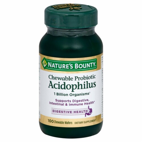 Nature's Bounty Probiotic Acidophilus Chewable Wafers 100 Count Perspective: front