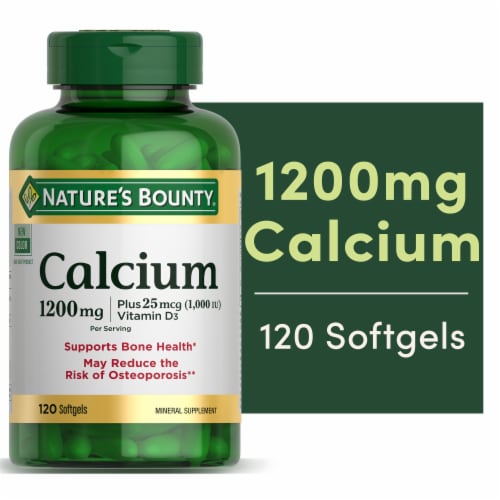 Nature's Bounty Calcium + Vitamin D3 Bone Health & Immune Support Softgels, 1200 Mg Perspective: front