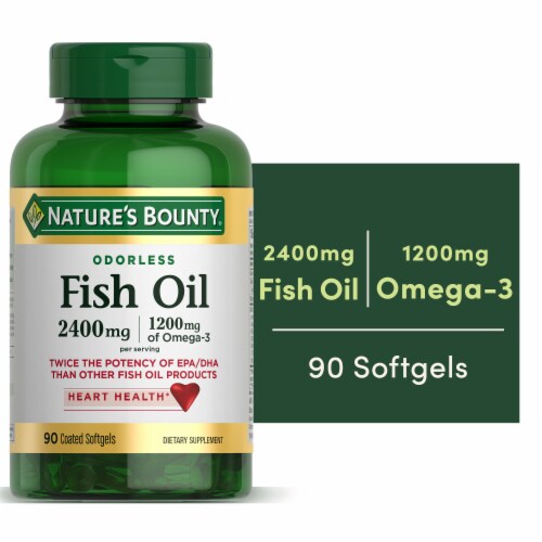 Nature's Bounty Fish Oil 2400 mg Heart Health Support Softgels Perspective: front