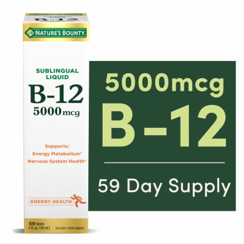 Nature's Bounty B12, Natural Berry 5000mcg Sublingual Liquid Perspective: front