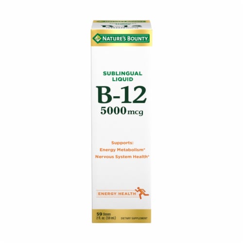 Nature's Bounty B12, Natural Berry 5000mcg Sublingual Liquid Perspective: front