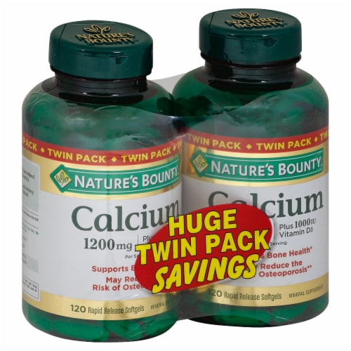 Nature's Bounty Calcium Softgels Twin Pack 1200mg Perspective: front