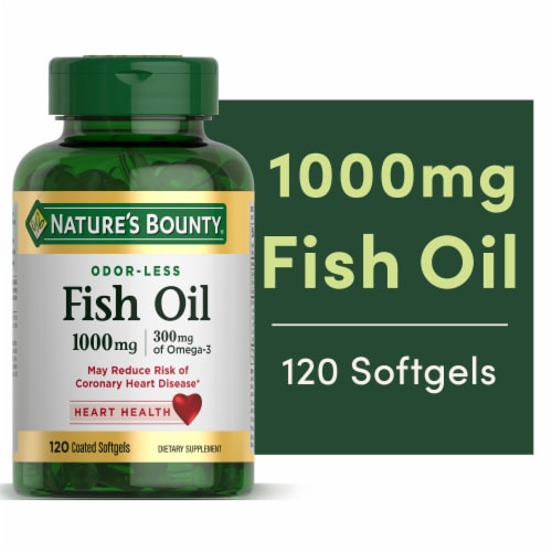 Nature's Bounty® Fish Oil Omega-3 Coated Softgels 1000mg Perspective: front