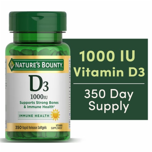 Nature's Bounty® Vitamin D3 Softgels 25mcg Perspective: front