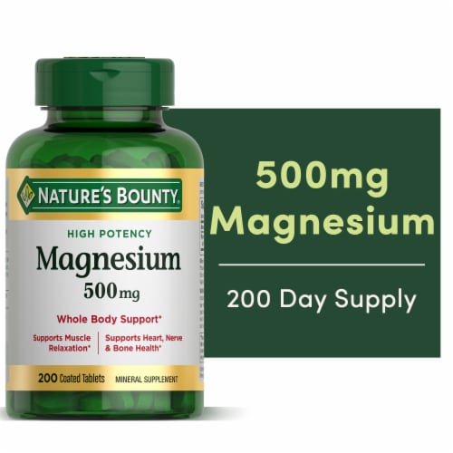 Nature's Bounty Magnesium Tablets 500mg Perspective: front