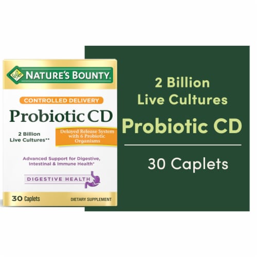 Nature's Bounty Probiotic CD Digestive Health Support Delayed Release Caplets Perspective: front
