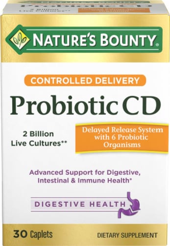 Nature's Bounty Probiotic CD Digestive Health Support Delayed Release Caplets Perspective: front