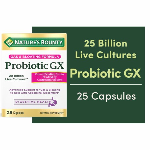 Nature's Bounty Probiotic GX, Gas and Bloating Capsules Perspective: front